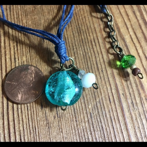 Blue and White Beaded Ladies Beach Necklace, Handmade Ladies Beaded Necklace - Picture 3 of 5